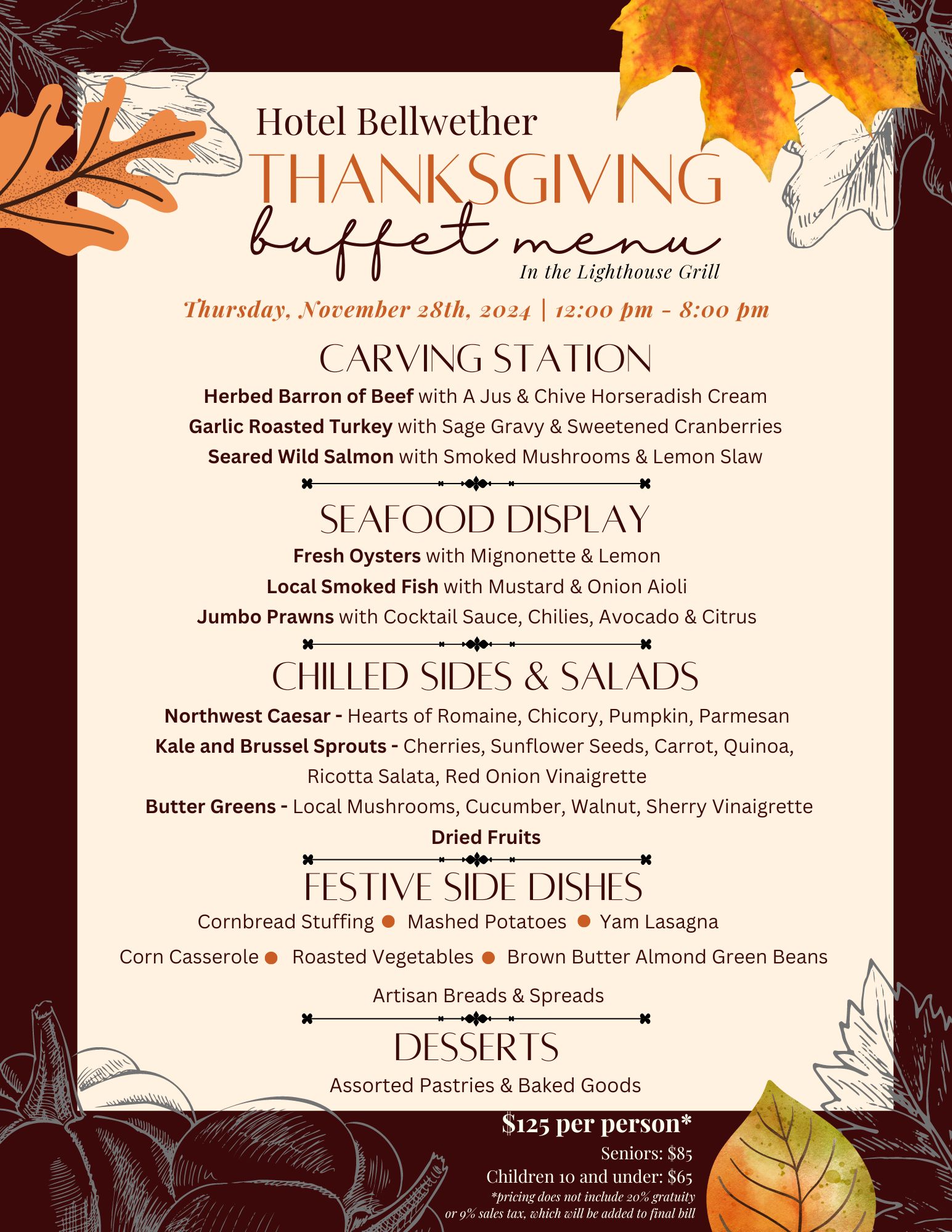 Thanksgiving 2024 Menu Hotel Bellwether