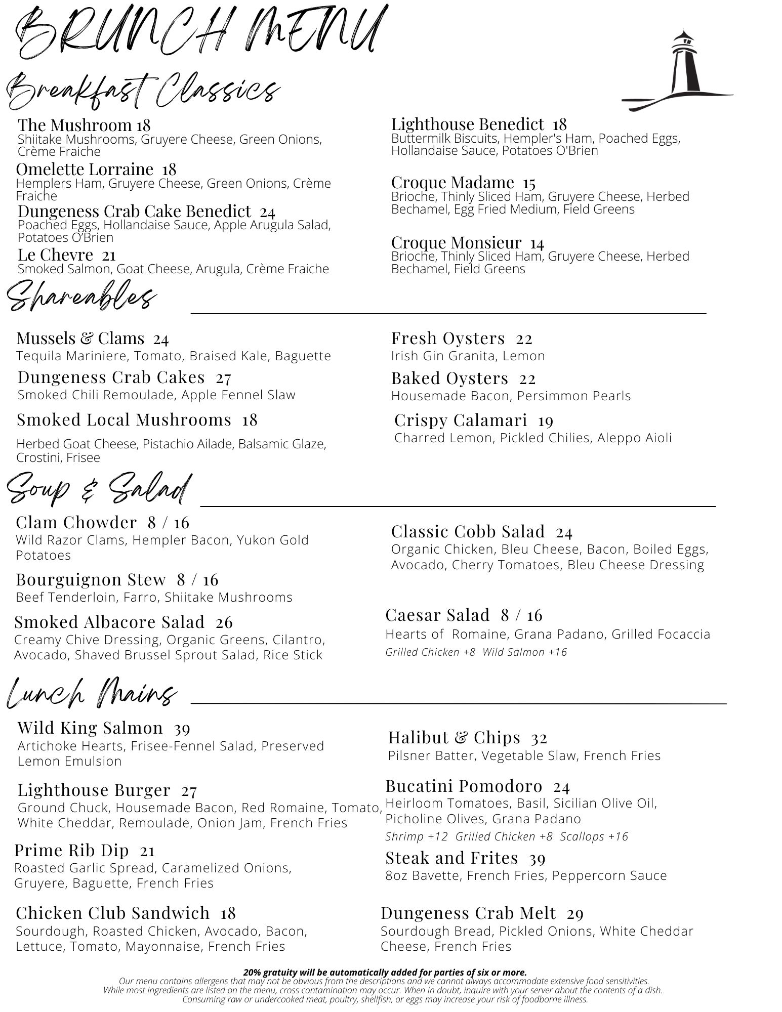 Brunch Menu At The Hotel Bellwether, Bellingham, Wa